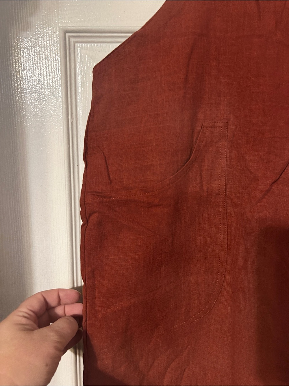 Amazon Sleeveless Button-Front Rust Jumpsuit - Picture 4 of 7